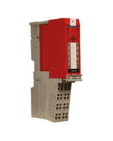 Rockwell 1734-OB8S POINT I/O Module in red, 8-channel digital DC output, DIN-rail mount, current sourcing, 24 VDC.